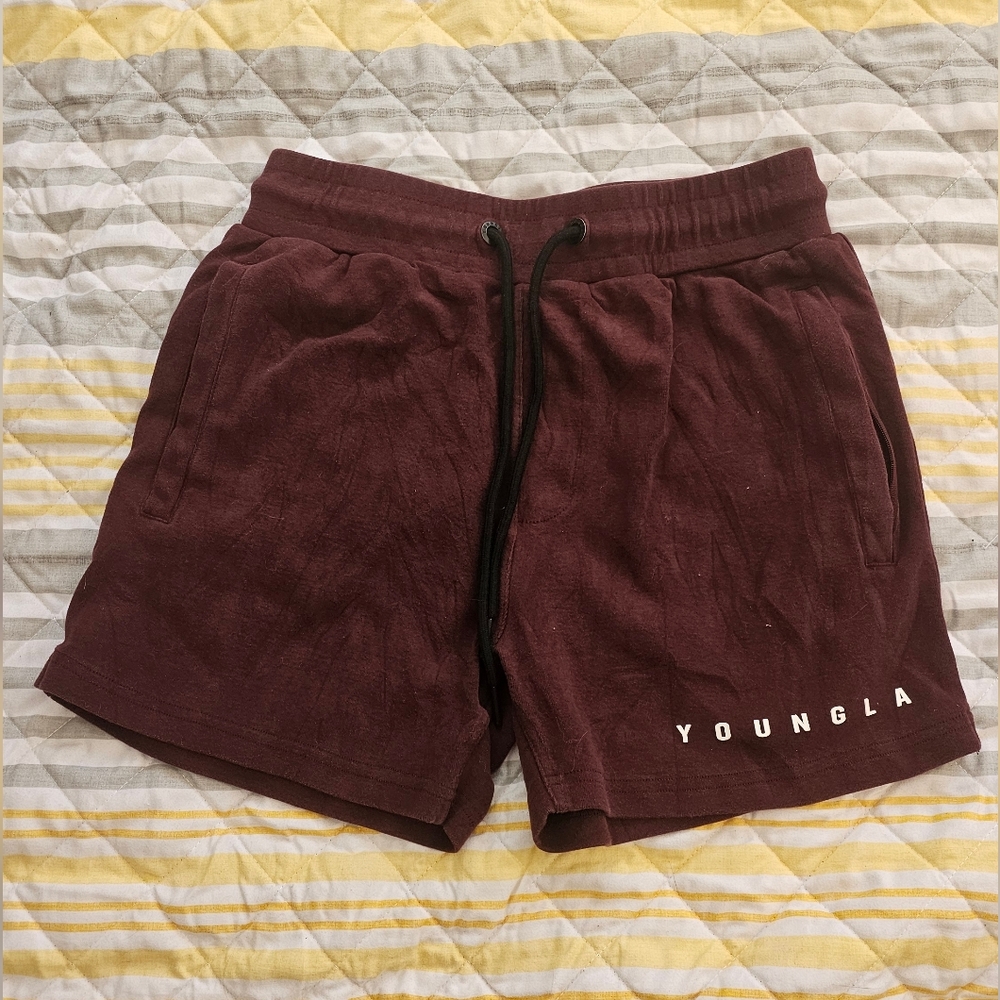 YoungLA Maroon Cotton Shorts Medium